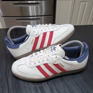 Adidas Samba White Victory Red Night Indigo SNEAKERS Men's 6.5 / Women's 7.5